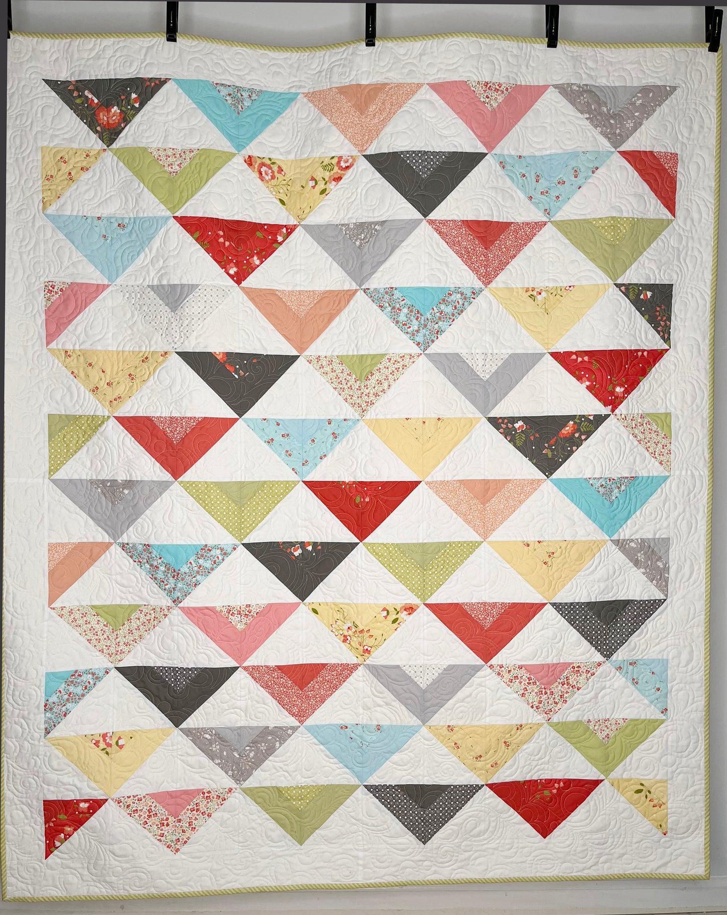 Handmade Colorful Throw Quilt, Toddler Girl Blanket, Moda Fabric's Sugarcreek (56x65.5) Ready to Ship and FREE SHIPPING!
