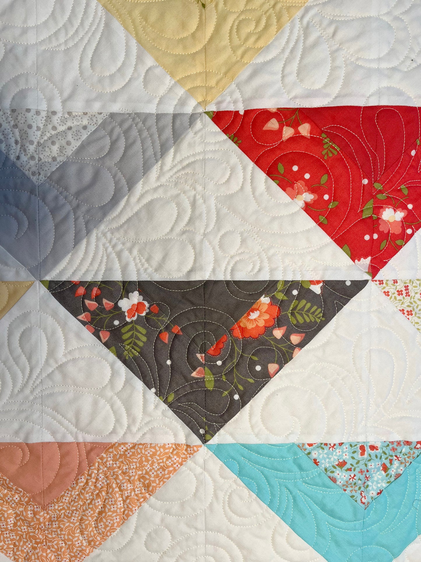 Handmade Colorful Throw Quilt, Toddler Girl Blanket, Moda Fabric's Sugarcreek (56x65.5) Ready to Ship and FREE SHIPPING!