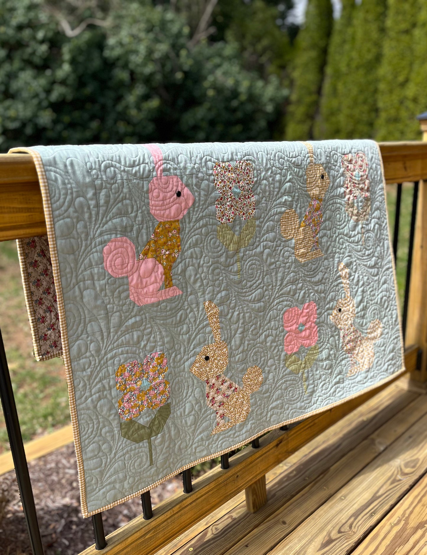 Handmade Easter Baby Quilt - Tilda Spring Hare Quilt - Lap Quilt - Custom Order for MH