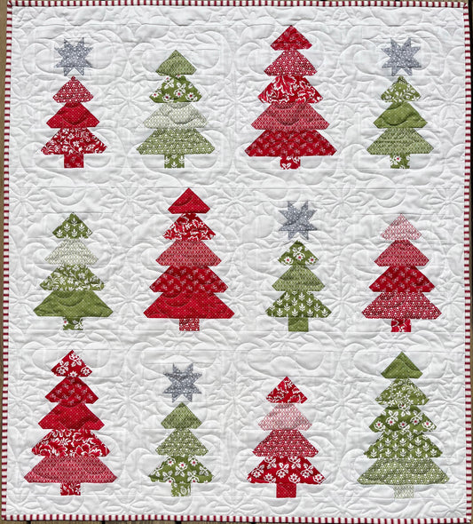 Handmade Baby Quilt - Tis the Season Christmas Heirloom Blanket, Xmas Tree Table Topper, Wall Hanging (36.5x40.5)