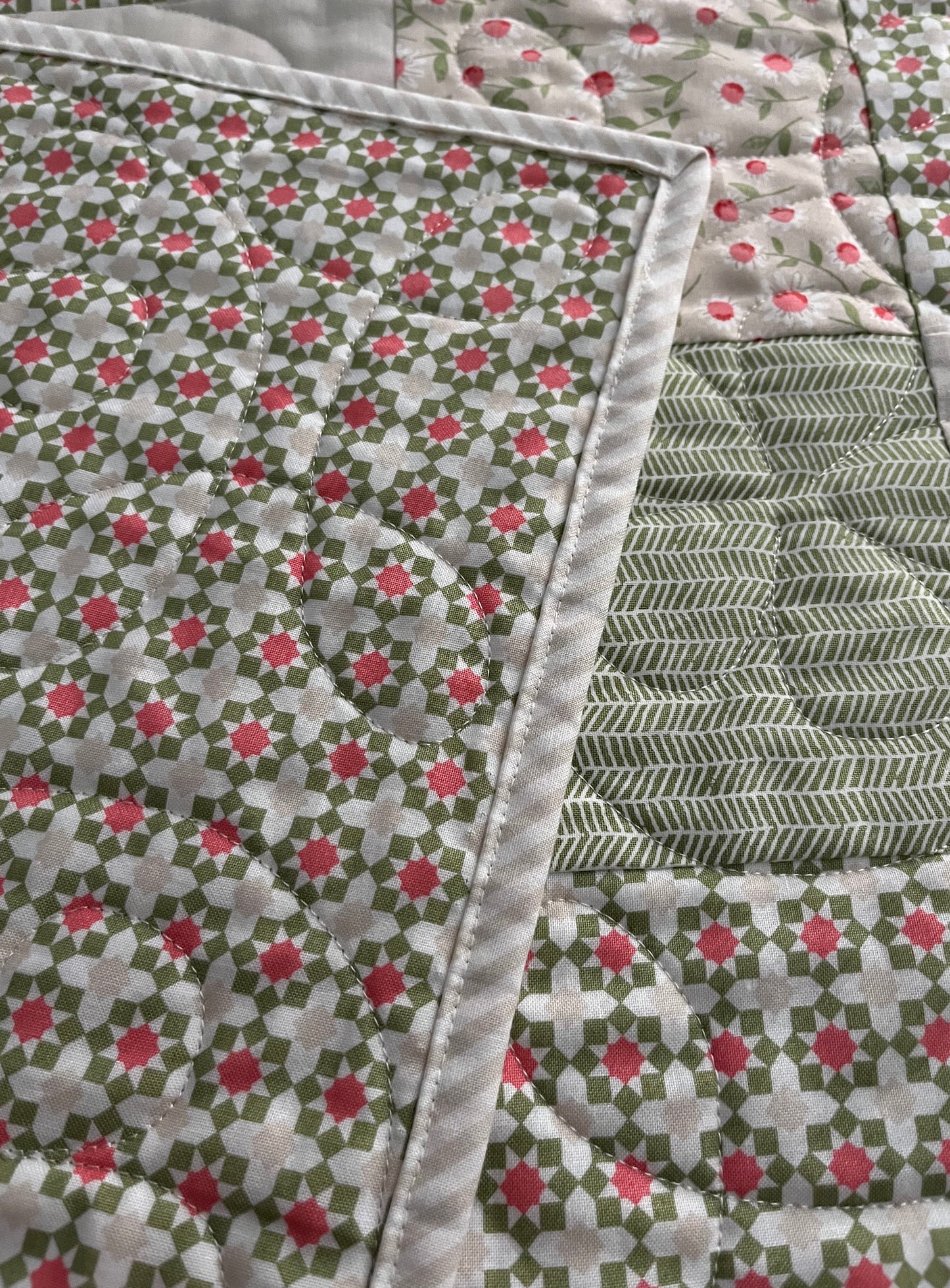 Vintage Vibe: Handmade Baby Quilt, Patchwork Baby Blanket, Adult Lap Quilt (36.5x45.5) Ready to Ship