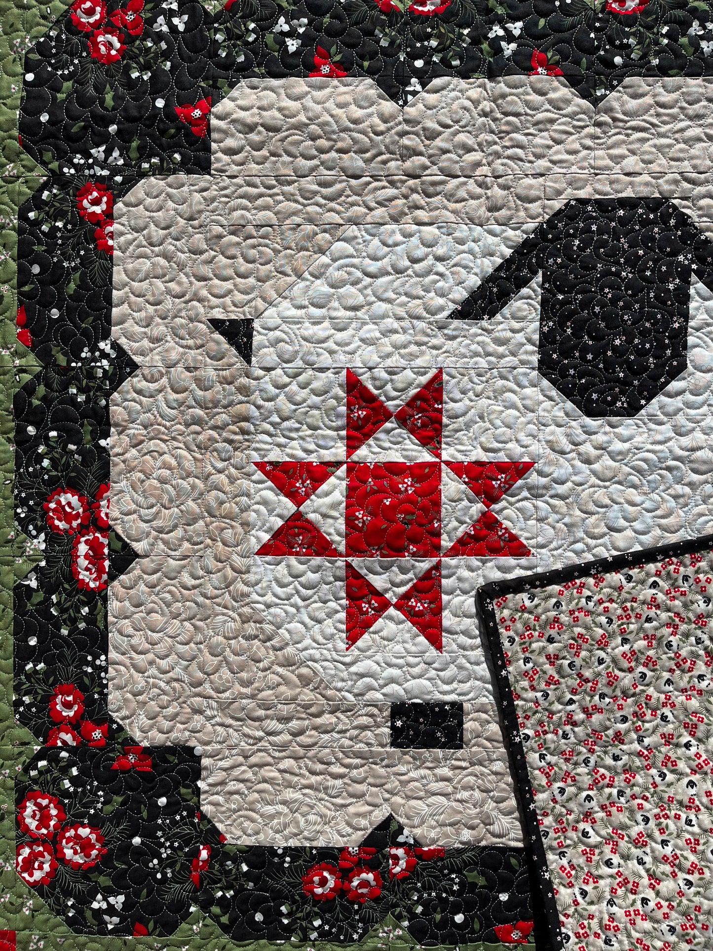 Handmade Christmas Wooly Sheep Baby Quilt, Heirloom Baby Blanket, Wall Hanging or Table Topper (40x40)