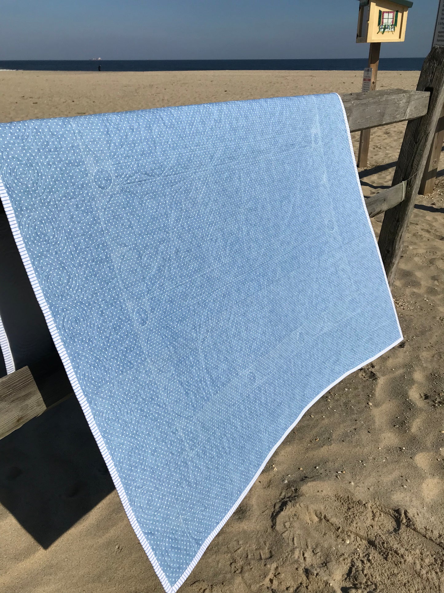 Handmade Baby Boy Quilt - Blue & White Pinwheels: Baby Blanket - Custom Quilted - Heirloom Quality - Ready to Ship!
