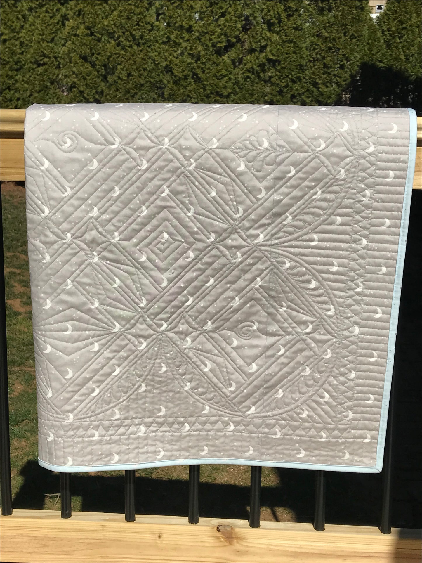 Handmade Baby Quilt, Ducks, Moons & Stars: One of a Kind, Heirloom Quality Custom Quilted - Baby's First Christmas Quilt - Gender Neutral
