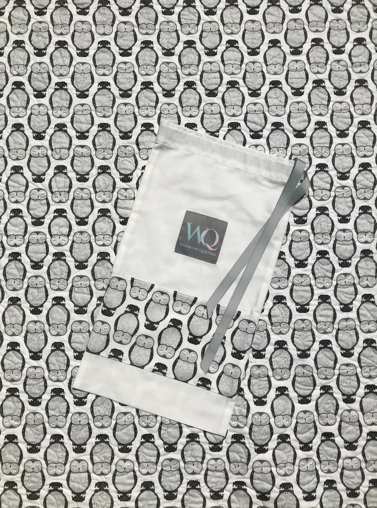 Grey Owls: Modern Baby Quilt, Baby Blanket, Adult Lap Quilt - Grey, White, Cream - Custom Handmade - Ready to Ship