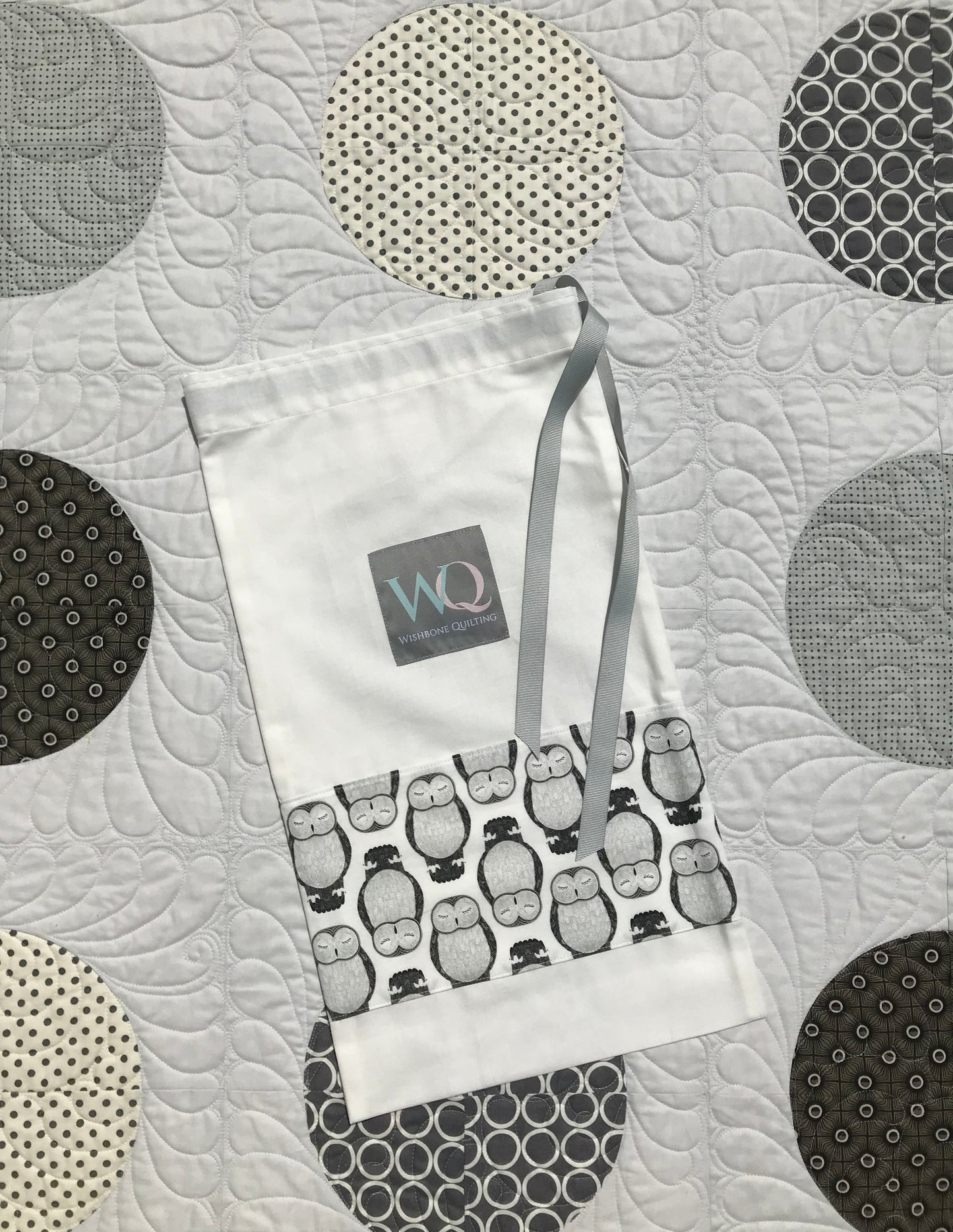 Grey Owls: Modern Baby Quilt, Baby Blanket, Adult Lap Quilt - Grey, White, Cream - Custom Handmade - Ready to Ship