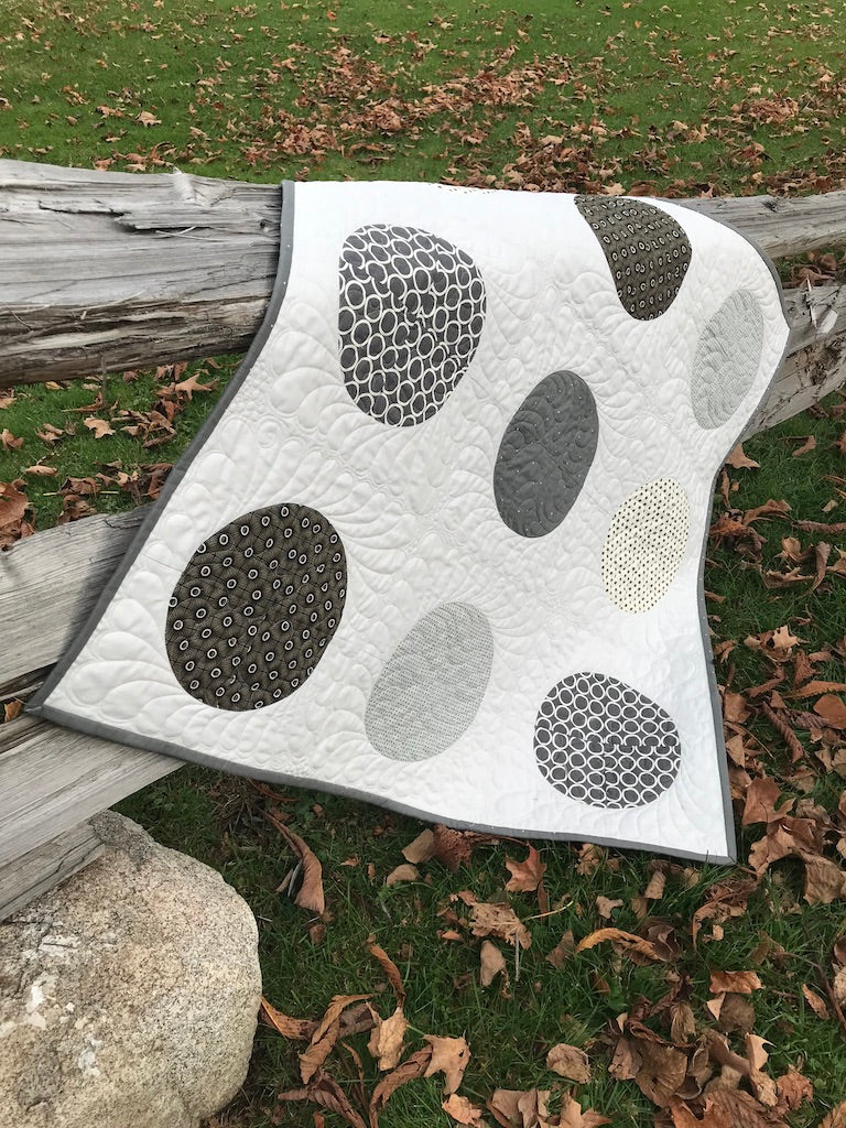 Grey Owls: Modern Baby Quilt, Baby Blanket, Adult Lap Quilt - Grey, White, Cream - Custom Handmade - Ready to Ship
