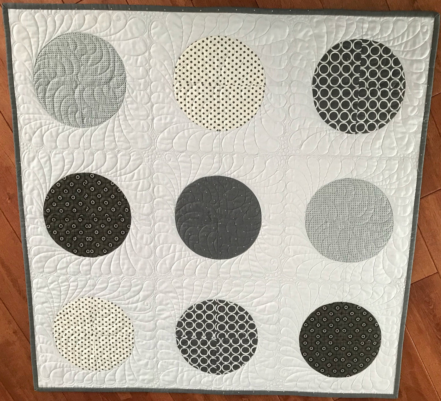 Grey Owls: Modern Baby Quilt, Baby Blanket, Adult Lap Quilt - Grey, White, Cream - Custom Handmade - Ready to Ship