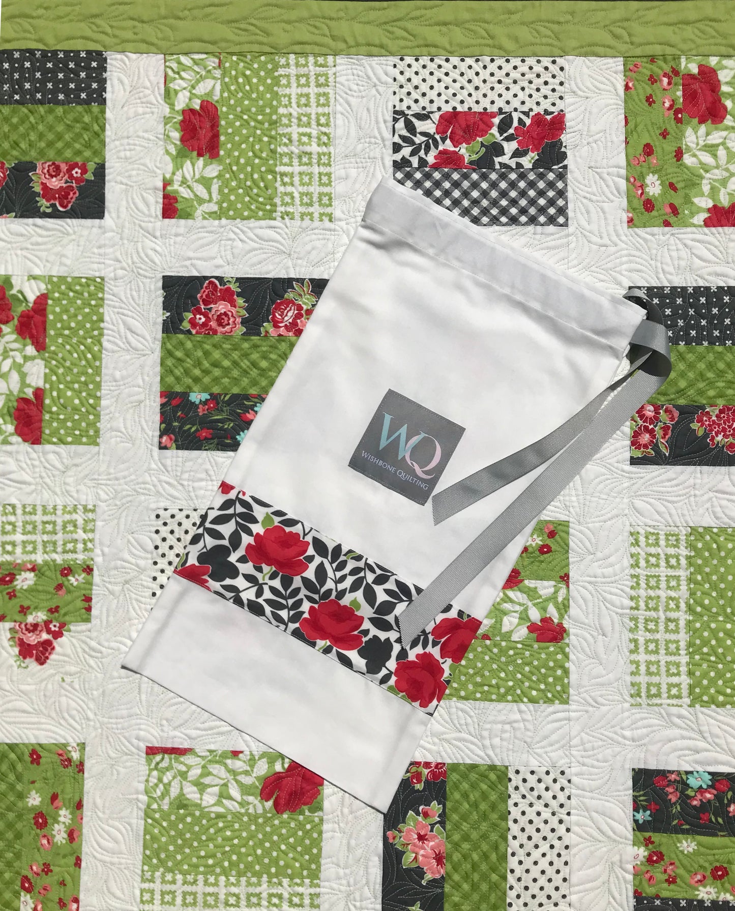 Handmade Baby Quilt, Beautiful Greens & Reds, Great Christmas Gift, Adult Lap Quilt - One of a Kind - Ready to Ship