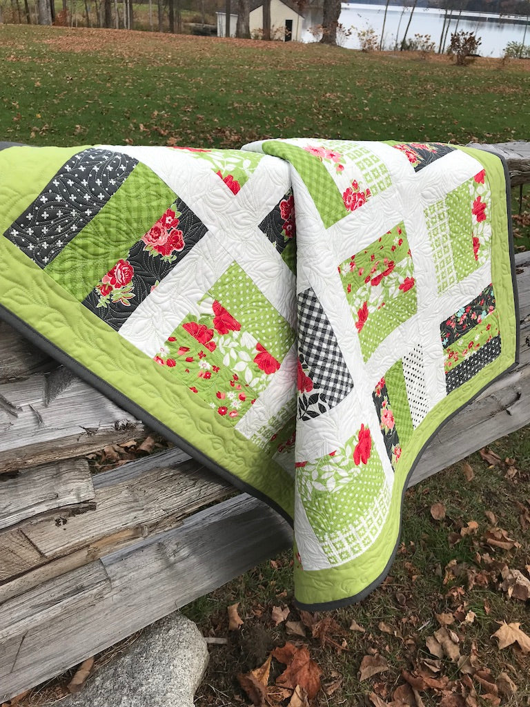 Handmade Baby Quilt, Beautiful Greens & Reds, Great Christmas Gift, Adult Lap Quilt - One of a Kind - Ready to Ship