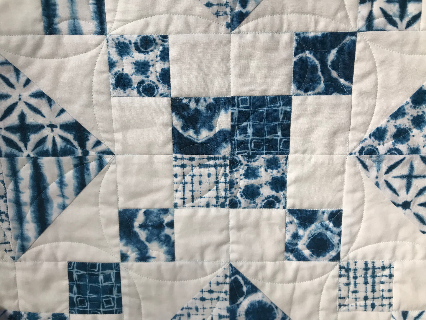 Handmade Baby Quilt or Adult Lap Quilt - Shibori Blue & White - Gender Neutral Quilt (36x36) Ready to Ship!