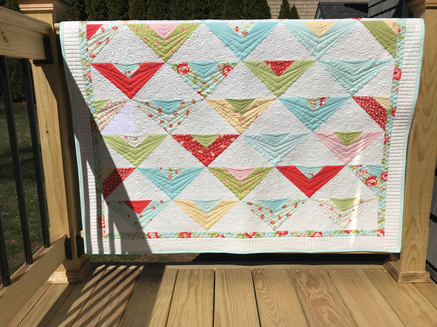 Vivian Rose: Handmade Baby Quilt, Baby Blanket, Baby Girl Quilt, Adult Lap Quilt - Bright Colors, Custom Heirloom Quilt - Ready to Ship