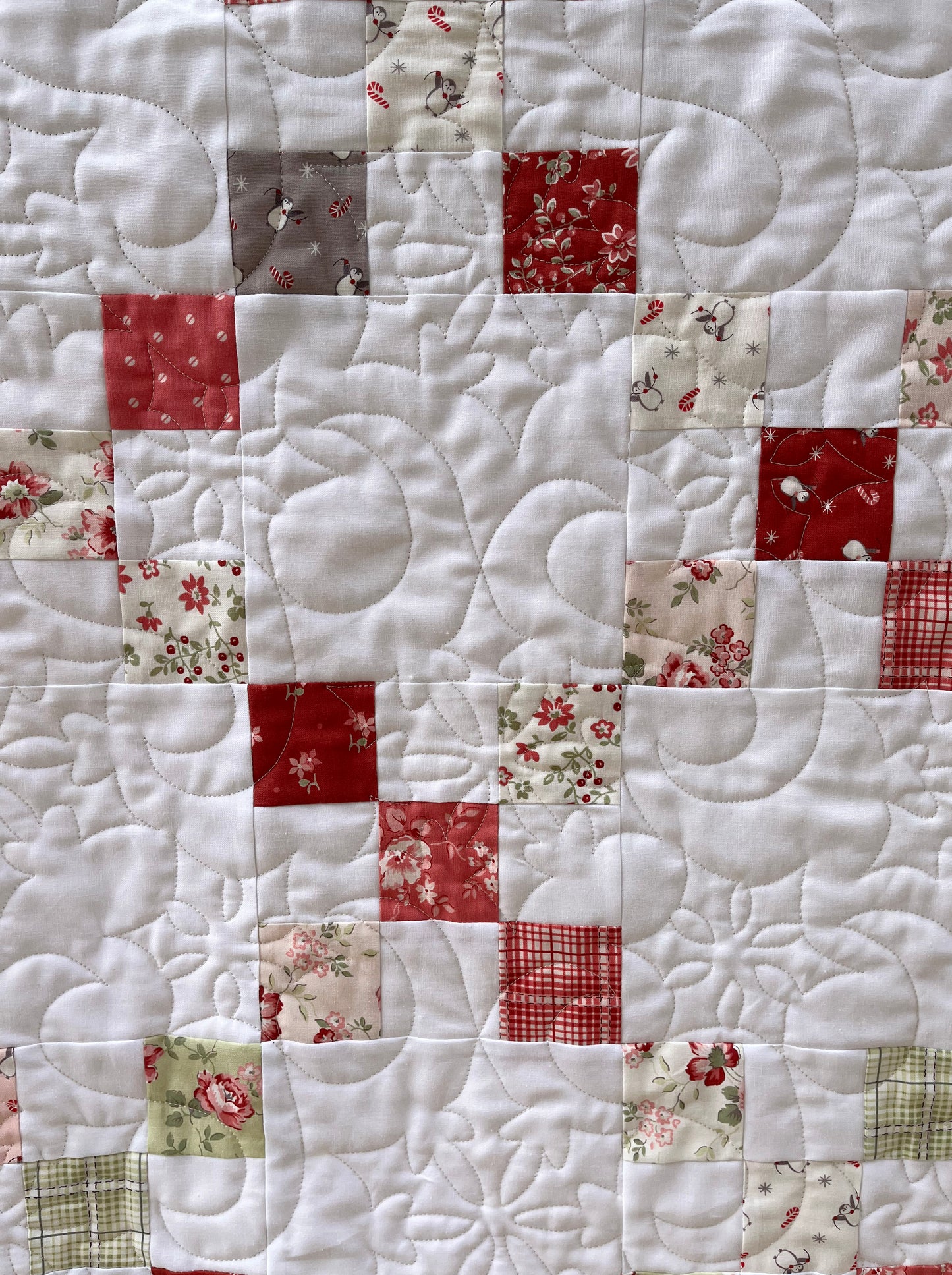 Handmade Baby Quilt - Christmas Baby Blanket - Lap Quilt, Moda A Very Sweet Christmas (36.5x42.5)