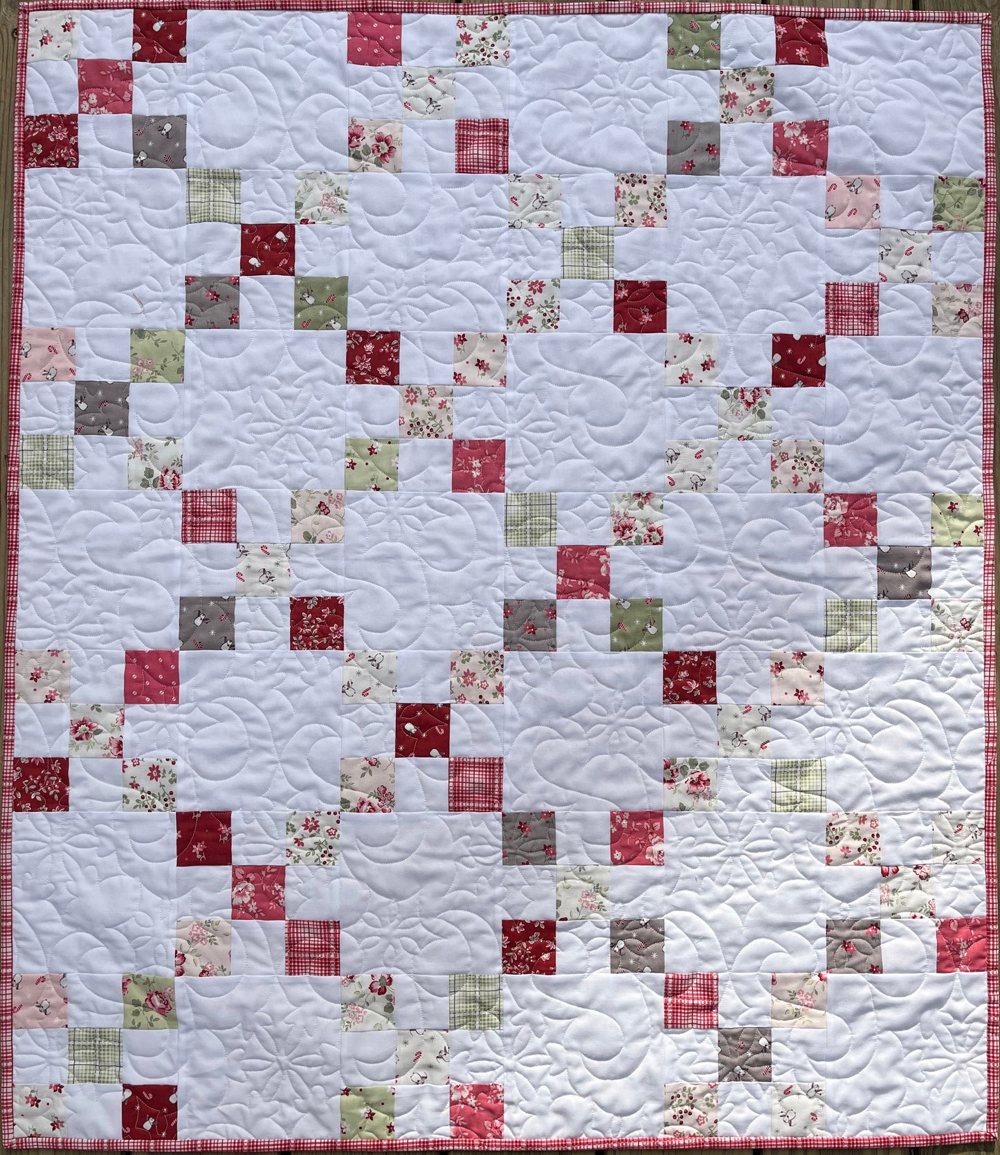 Handmade Baby Quilt - Christmas Baby Blanket - Lap Quilt, Moda A Very Sweet Christmas (36.5x42.5)