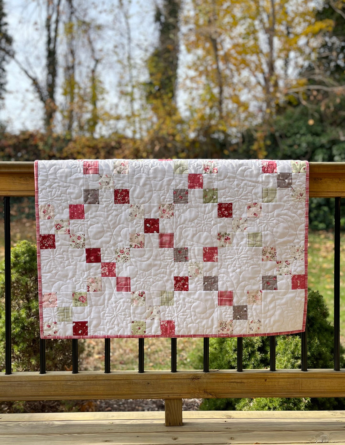 Handmade Baby Quilt - Christmas Baby Blanket - Lap Quilt, Moda A Very Sweet Christmas (36.5x42.5)