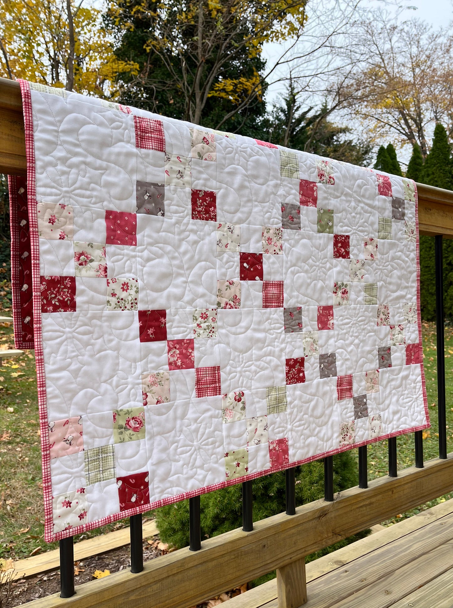 Handmade Baby Quilt - Christmas Baby Blanket - Lap Quilt, Moda A Very Sweet Christmas (36.5x42.5)