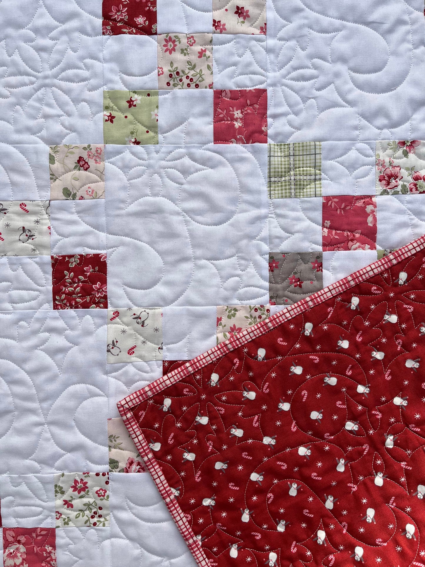 Handmade Baby Quilt - Christmas Baby Blanket - Lap Quilt, Moda A Very Sweet Christmas (36.5x42.5)