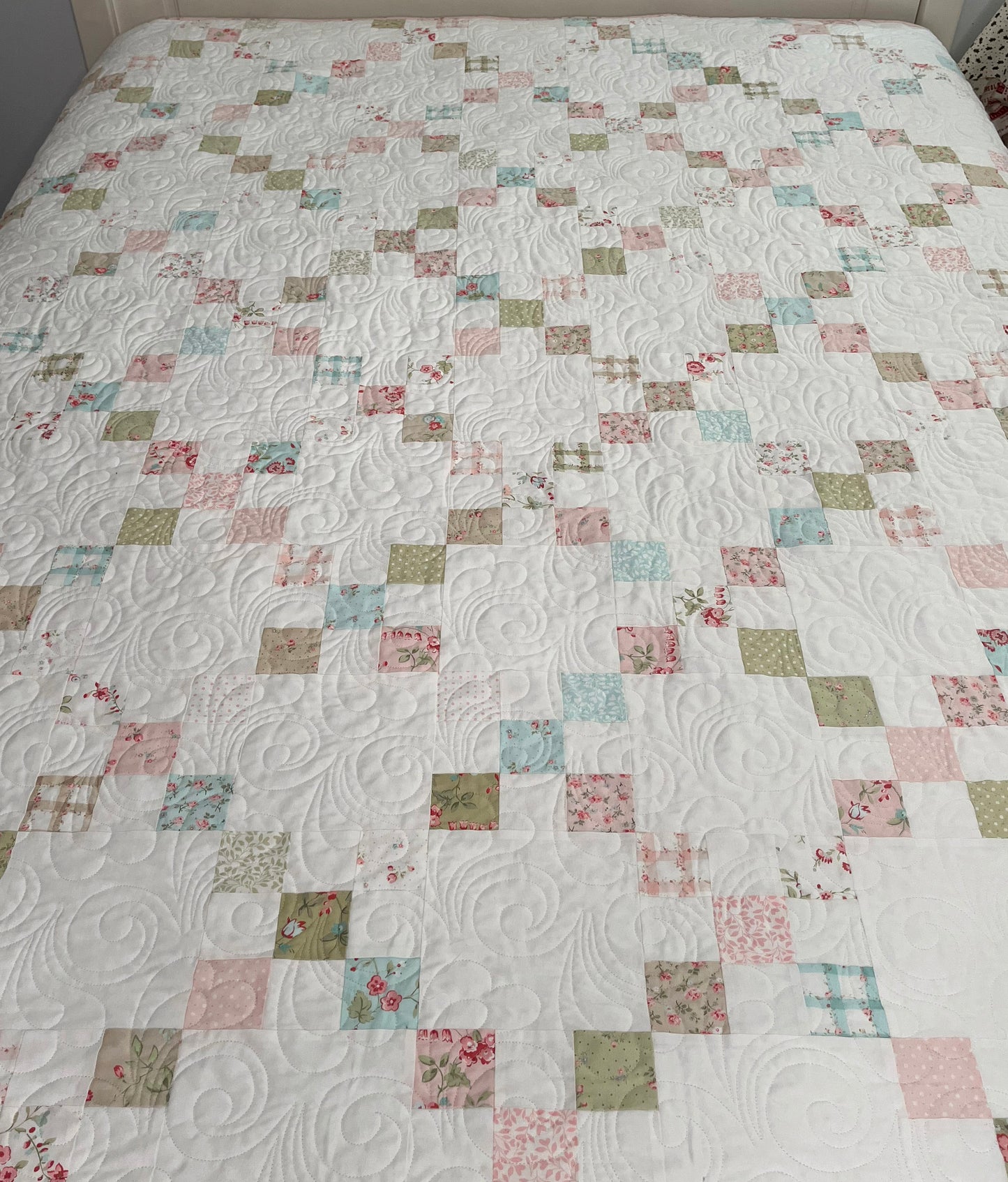 Irish Chain Quilt with Custom Backing - Custom Order for KS (67"x80")