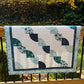 Handmade Baby Quilt, Baby Blanket, Adult Lap Quilt, Modern Gender Neutral Baby Blanket - Aqua, Navy & Green (36.5x37) Ready to Ship!