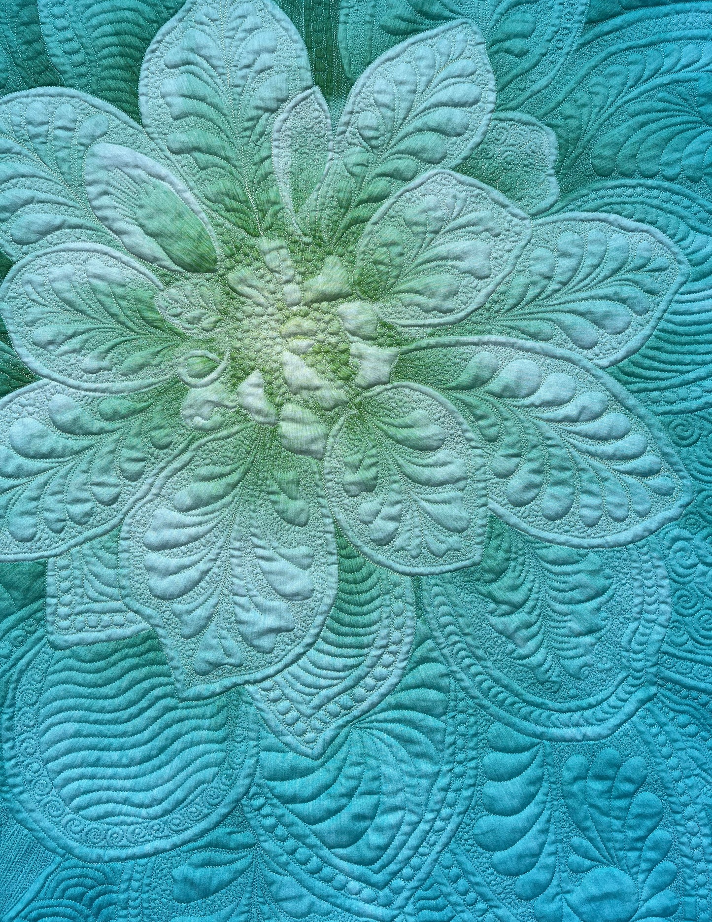 Big Flower - Aqua - Wall Hanging With Pocket Rod - Custom Made for JG