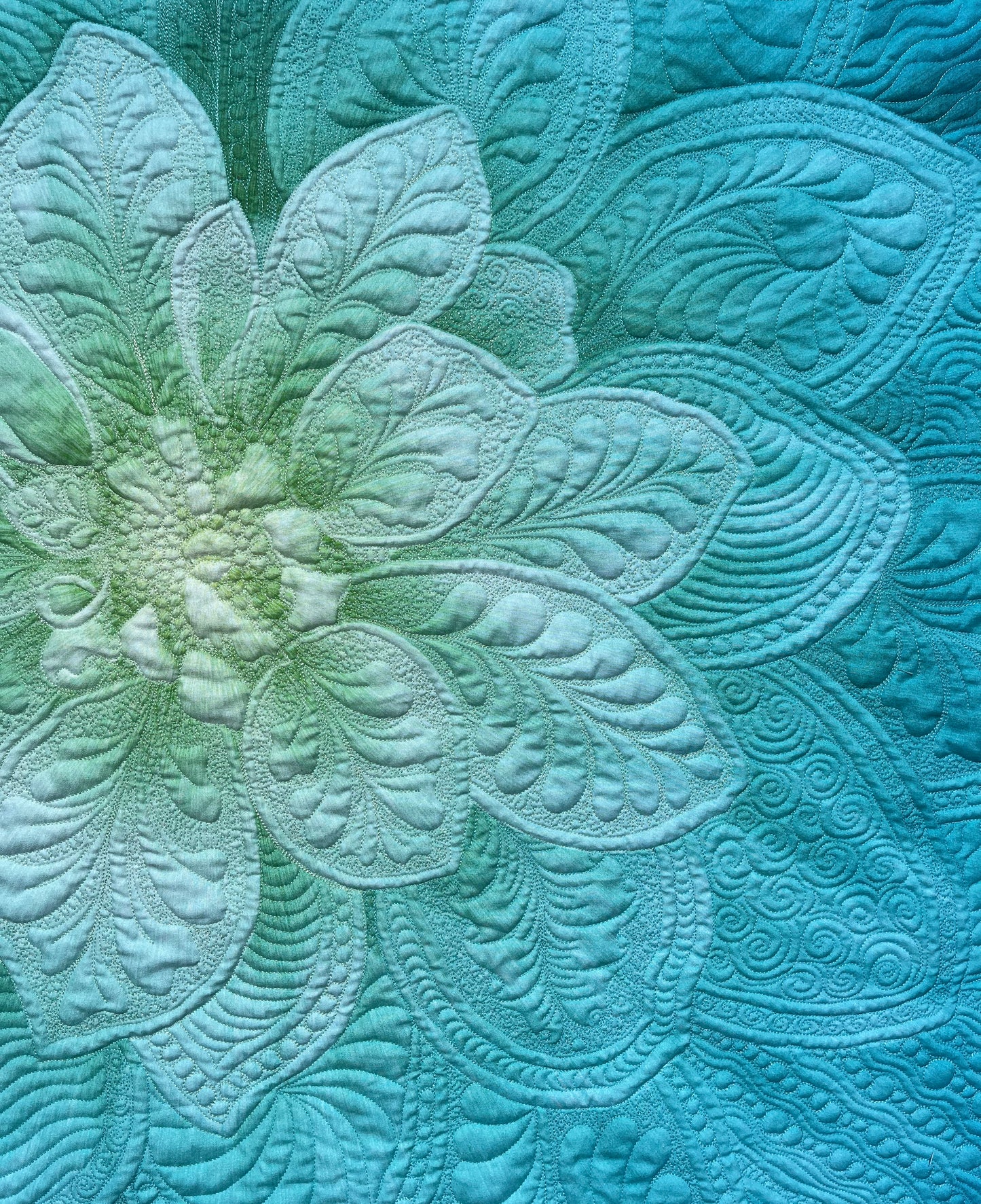 Big Flower - Aqua - Wall Hanging With Pocket Rod - Custom Made for JG