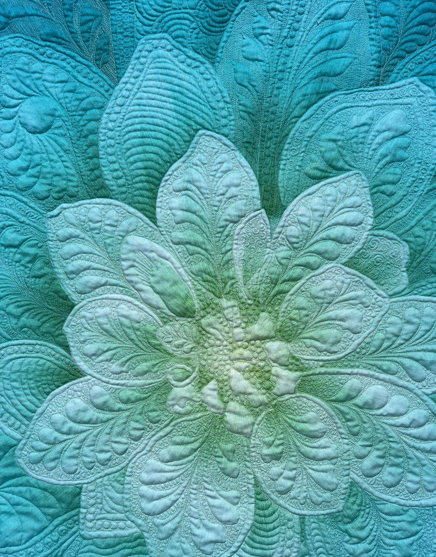 Big Flower - Aqua - Wall Hanging With Pocket Rod - Custom Made for JG