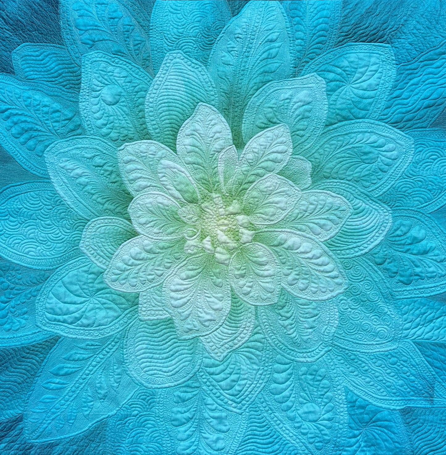 Big Flower - Aqua - Wall Hanging With Pocket Rod - Custom Made for JG