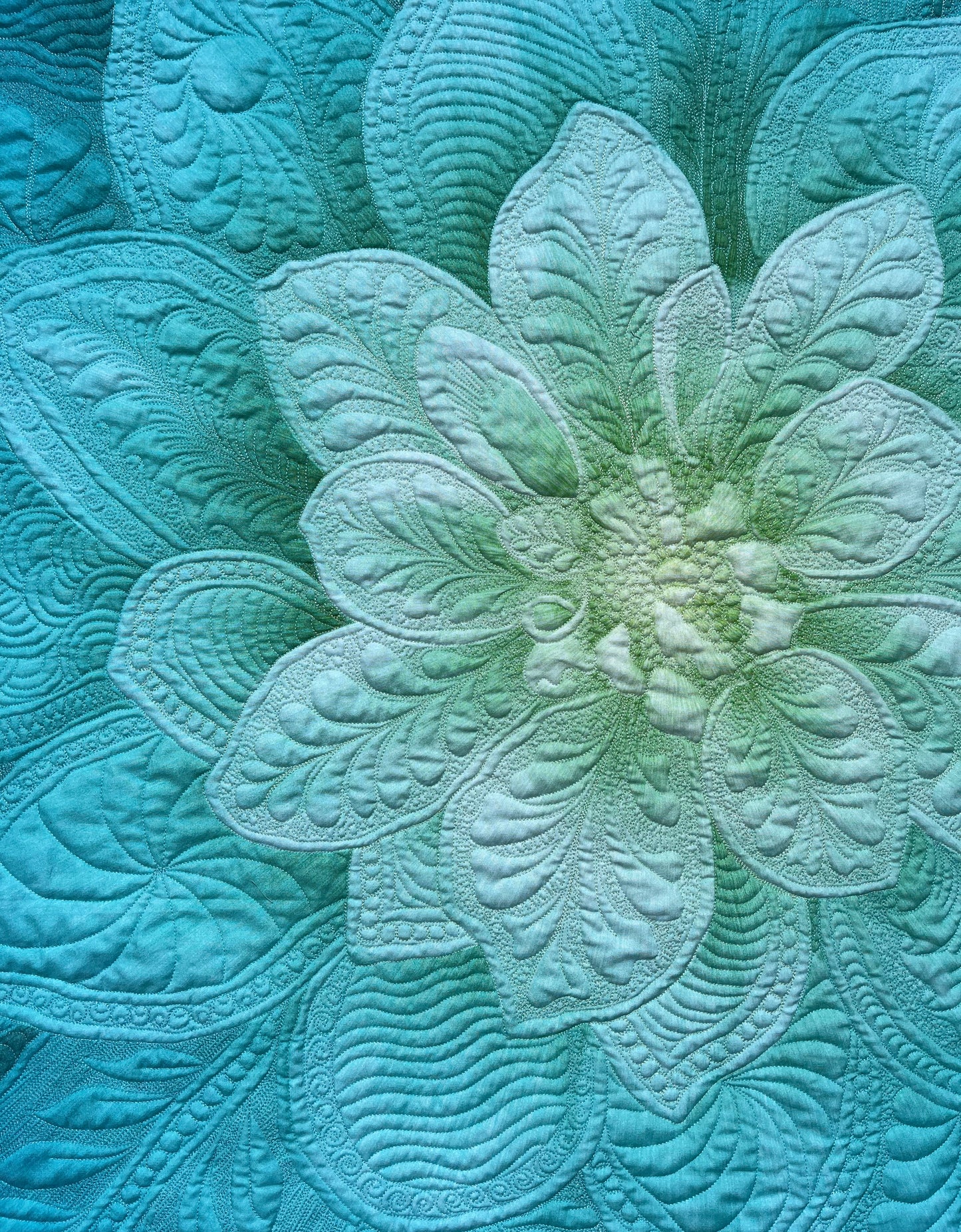 Big Flower - Aqua - Wall Hanging With Pocket Rod - Custom Made for JG