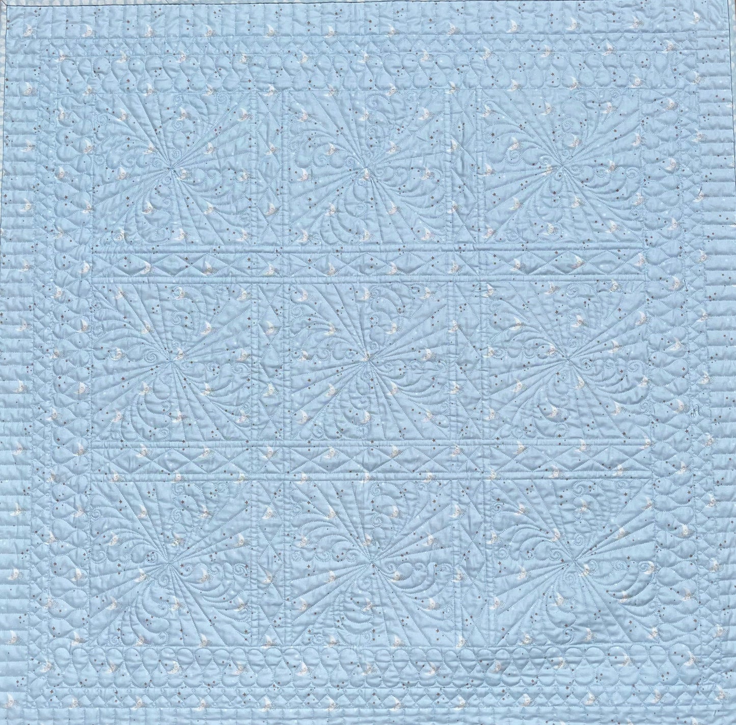 Handmade Baby Boy Heirloom Pinwheel Baby Quilt, Blue & White Baby Blanket, Free Matching Bag (37x37) Ready to Ship!