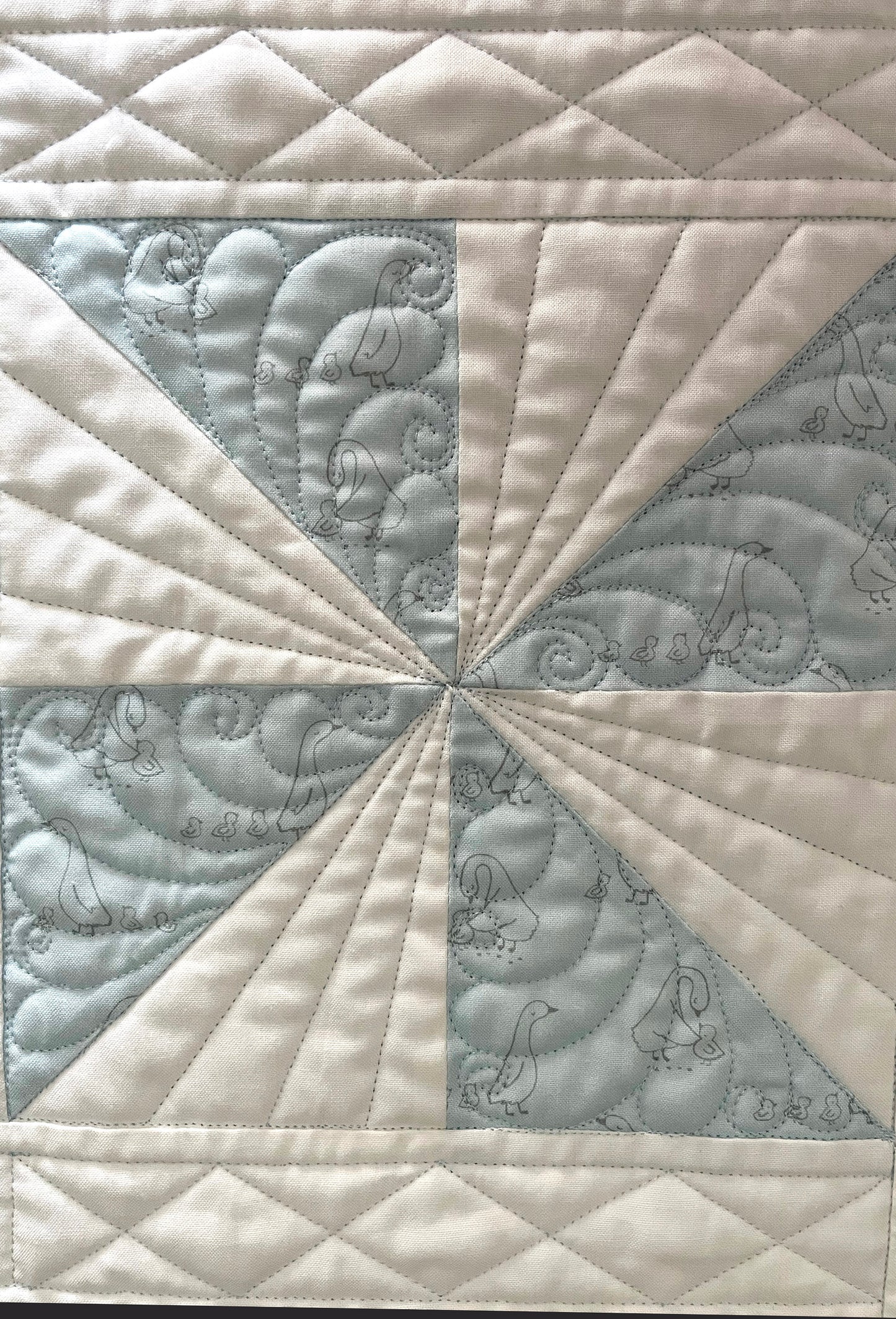 Handmade Baby Boy Heirloom Pinwheel Baby Quilt, Blue & White Baby Blanket, Free Matching Bag (37x37) Ready to Ship!