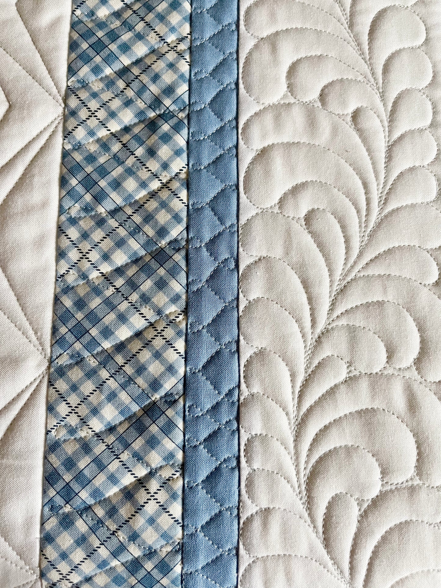 Handmade Baby Boy Quilt, Heirloom Baby Blanket, Christmas Gift, Blue & White Baby Boy Blanket (45x54.5)  Ready to Ship!