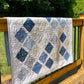 Handmade Baby Boy Quilt, Blue & White Baby Blanket (40.5x48) FREE Matching Handmade Bag, Ready to Ship and FREE SHIPPING!