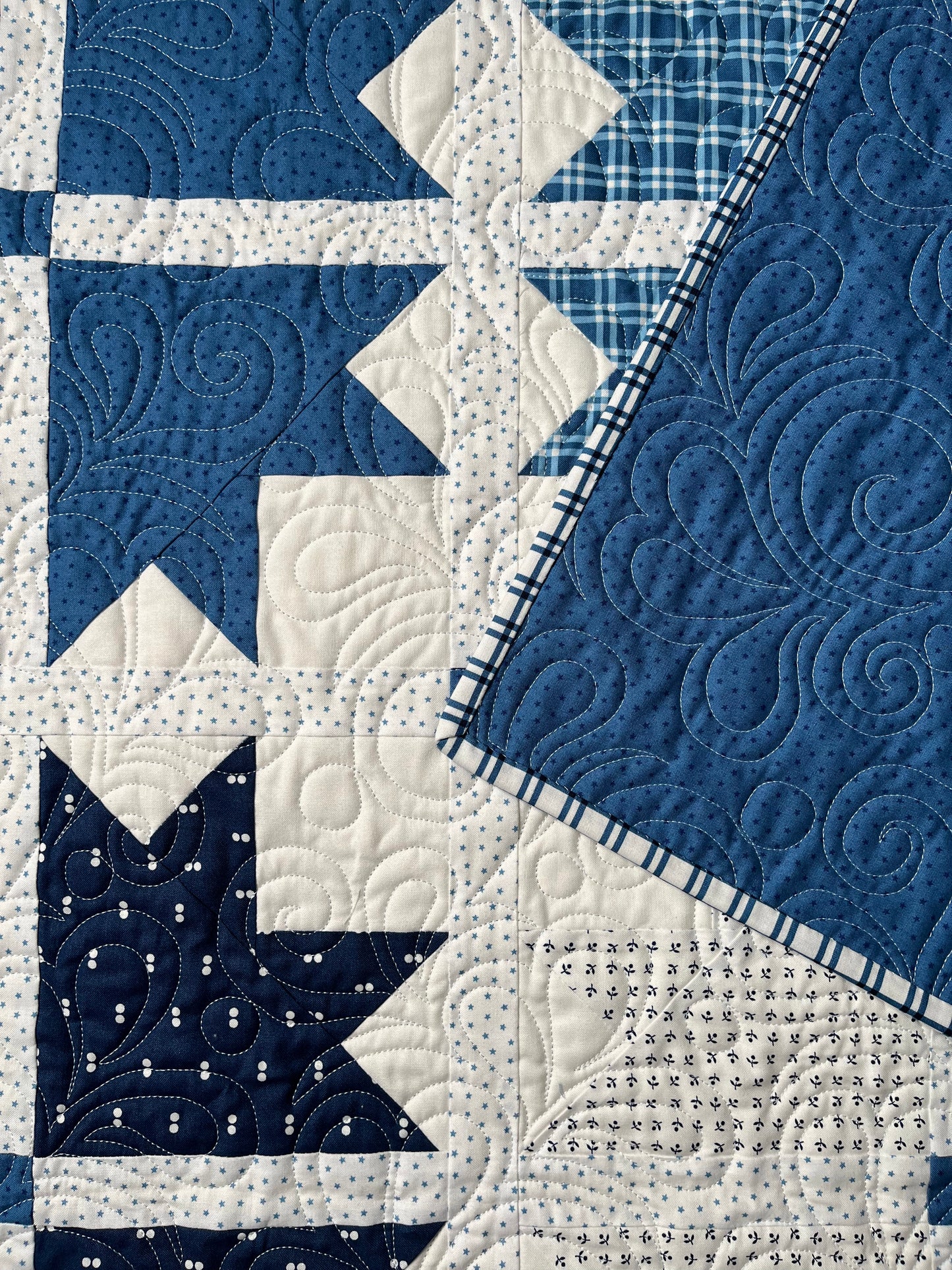 Handmade Baby Quilt - Adult Lap Quilt - Moda Blueprint Fabric 53"x53"
