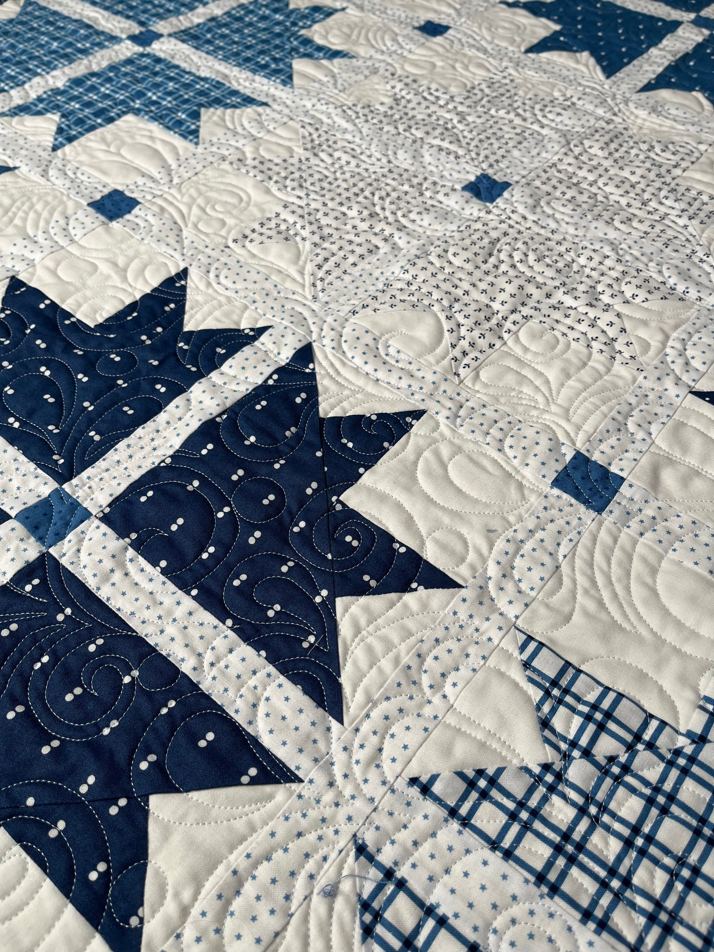 Handmade Baby Quilt - Adult Lap Quilt - Moda Blueprint Fabric 53"x53"