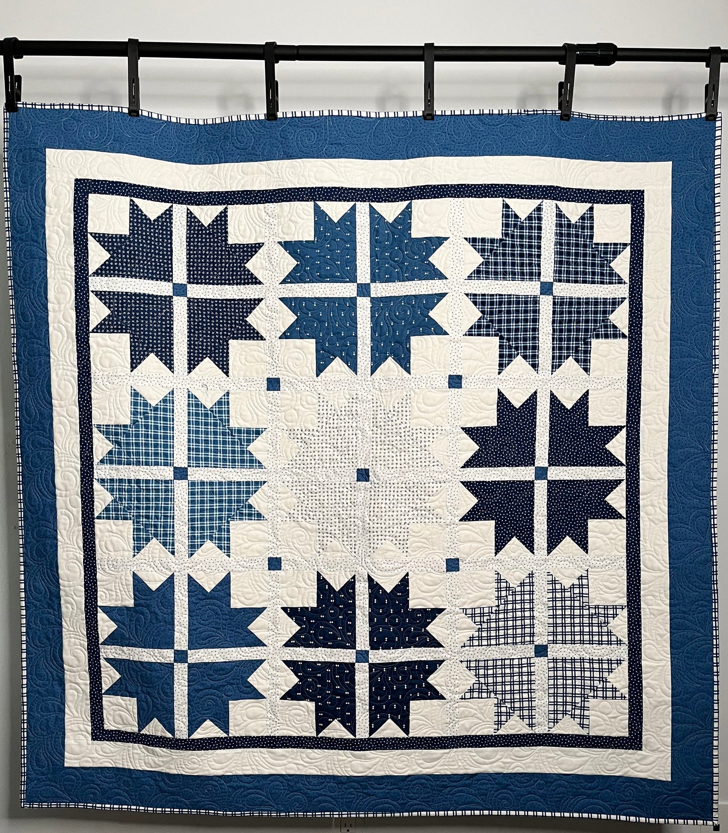 Handmade Baby Quilt - Adult Lap Quilt - Moda Blueprint Fabric 53"x53"