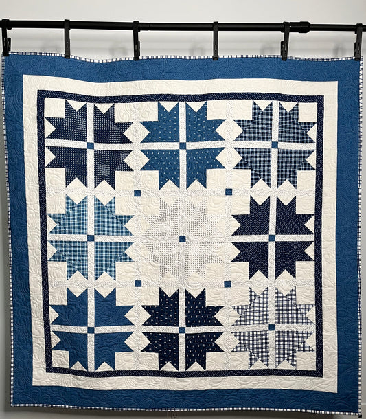 Handmade Baby Quilt - Adult Lap Quilt - Moda Blueprint Fabric 53"x53"