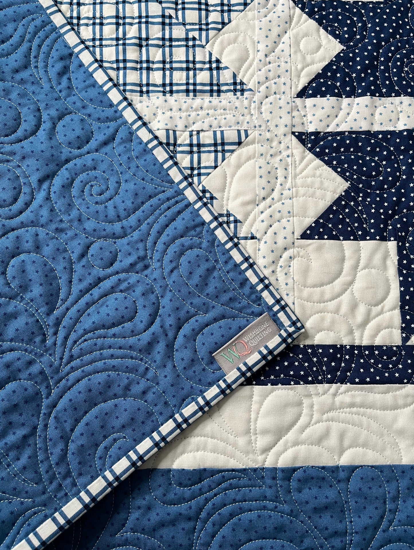 Handmade Baby Quilt - Adult Lap Quilt - Moda Blueprint Fabric 53"x53"