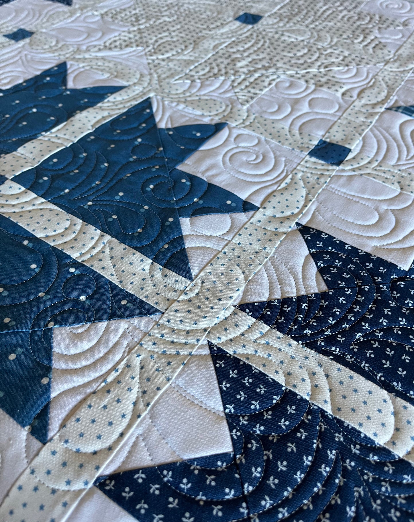 Handmade Baby Quilt - Adult Lap Quilt - Moda Blueprint Fabric 53"x53"