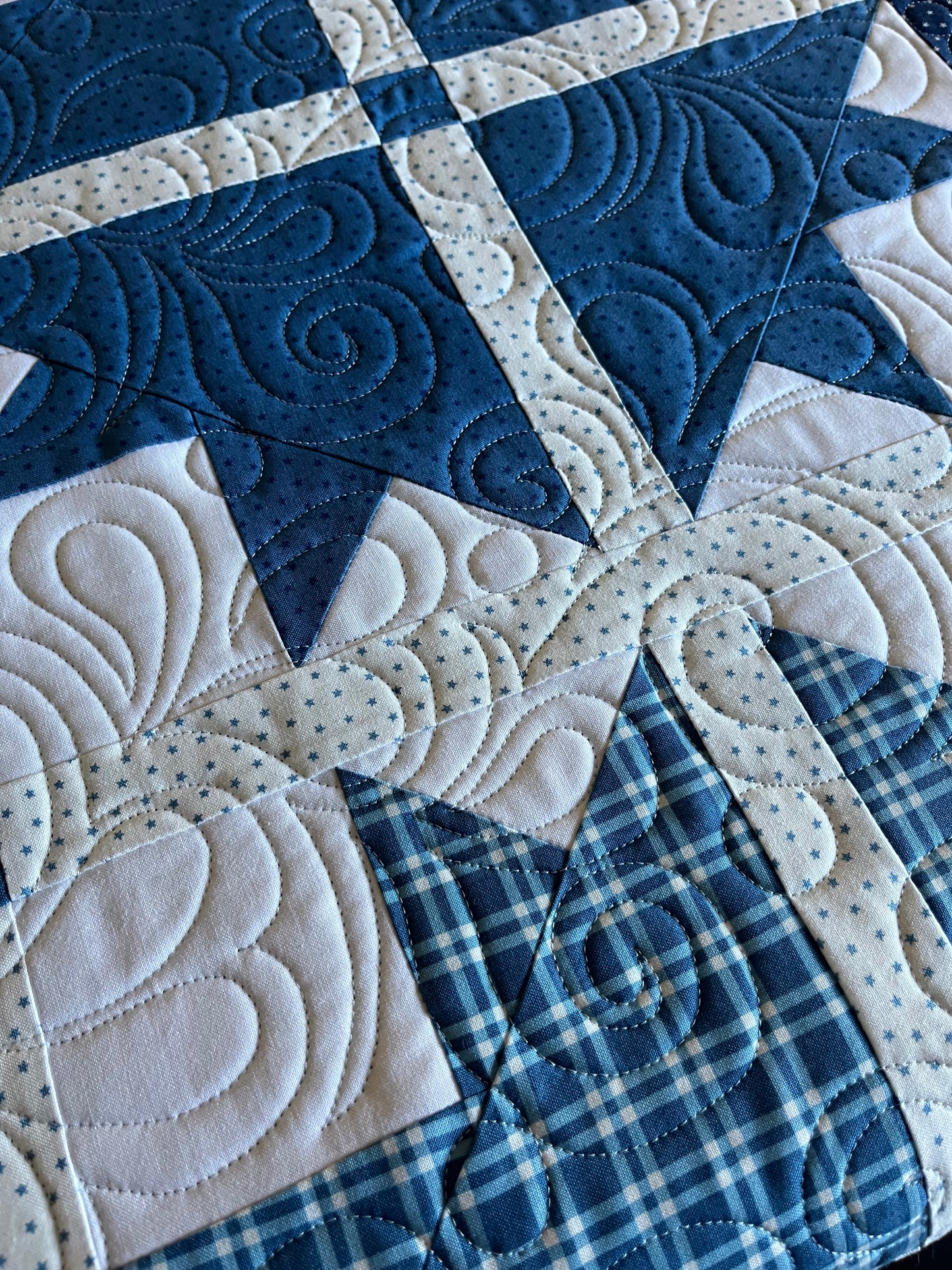 Handmade Baby Quilt - Adult Lap Quilt - Moda Blueprint Fabric 53"x53"