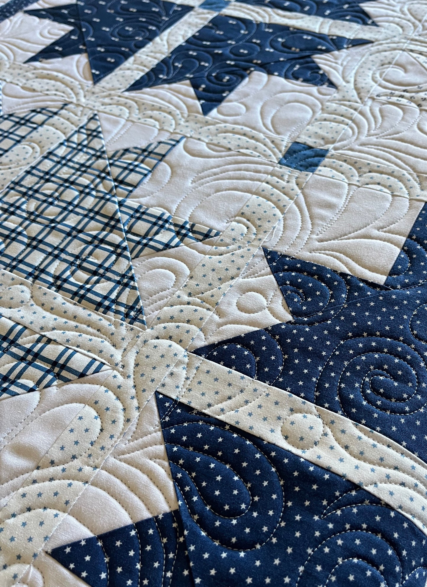 Handmade Baby Quilt - Adult Lap Quilt - Moda Blueprint Fabric 53"x53"