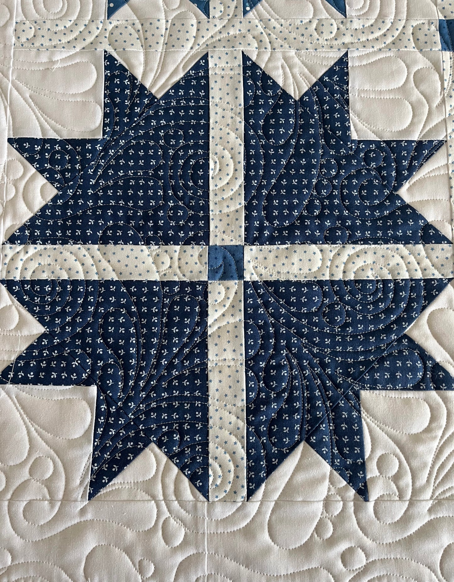 Handmade Baby Quilt, Adult Lap Quilt - Moda Blueprint Fabric 46"x46"