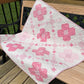 Handmade Baby Girl Quilt - Pink Flowers and Gingham (37"x37") Lap, Wall Hanging
