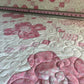 Handmade Baby Girl Quilt - Pink Flowers and Gingham (37"x37") Lap, Wall Hanging
