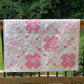 Handmade Baby Girl Quilt - Pink Flowers and Gingham (37"x37") Lap, Wall Hanging