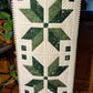 Christmas Table Runner - Green Star - Handmade, Custom Quilted - 15"x54" - Ready to Ship