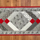 Handmade Table Runner - Grey and Red - Christmas, Holiday or Anytime Table Runner (14x44), Custom Quilted, Ready to Ship