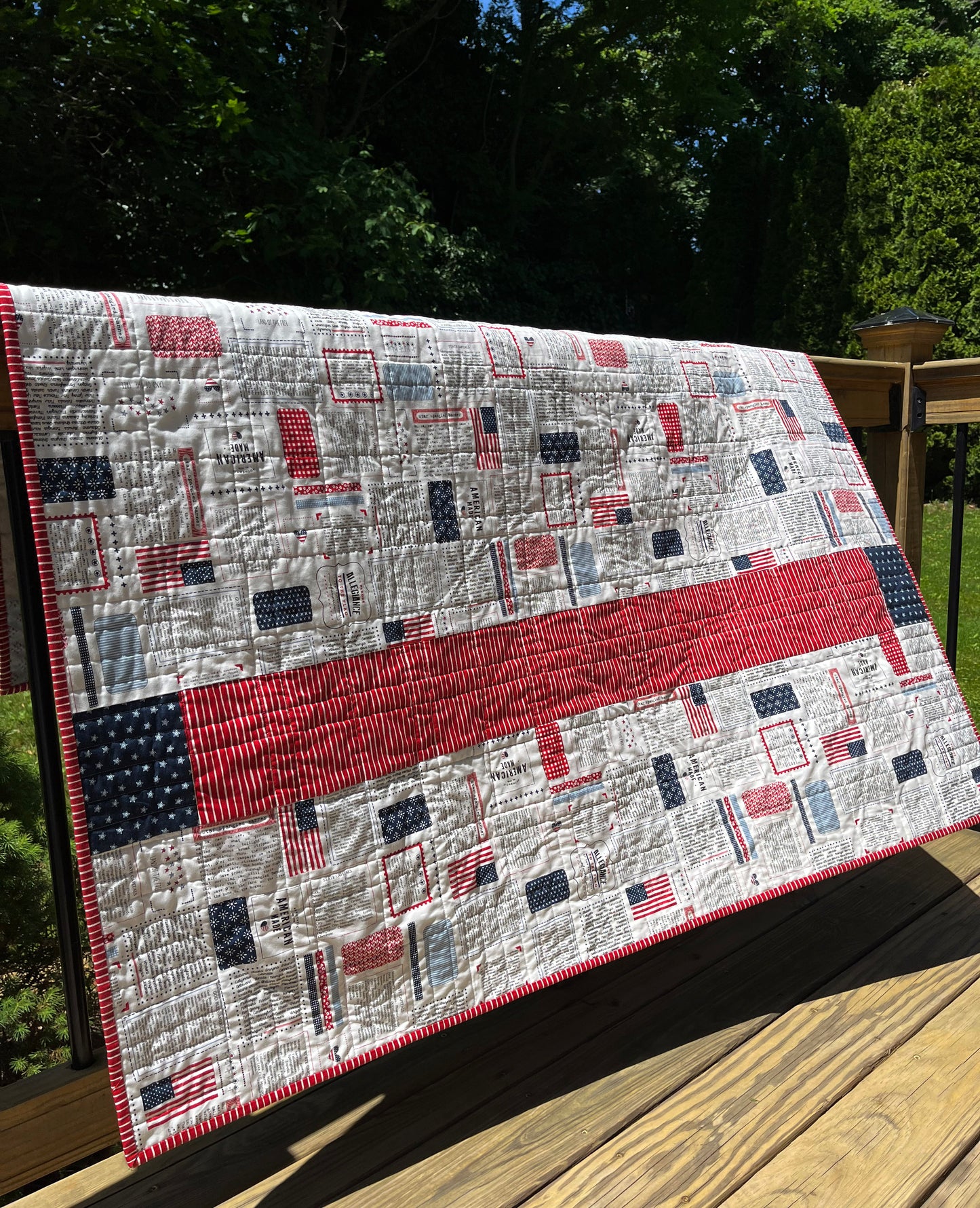 Handmade Quilt - Father's Day - July 4 - Americana - Lap/Small Throw Size (50.5x50.5)