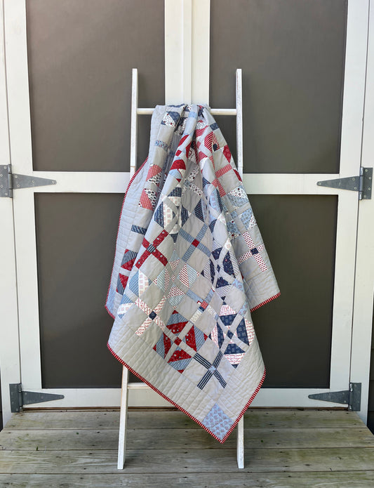 Handmade Quilt - Father's Day - July 4 - Americana - Lap/Small Throw Size (50.5x50.5)