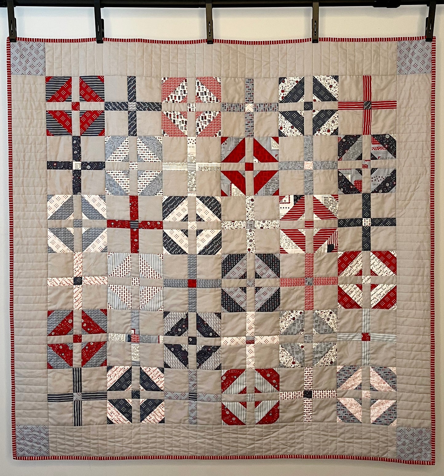 Handmade Quilt - Father's Day - July 4 - Americana - Lap/Small Throw Size (50.5x50.5)