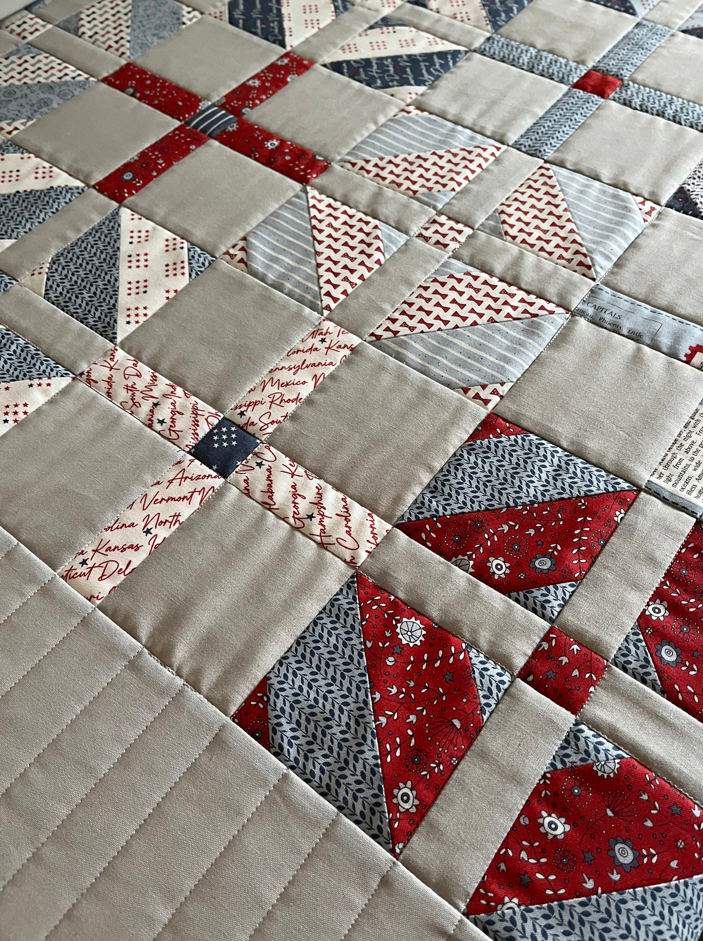 Handmade Quilt - Father's Day - July 4 - Americana - Lap/Small Throw Size (50.5x50.5)